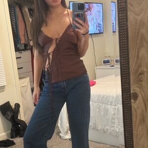 Princess Polly cut out, satin tie going out top